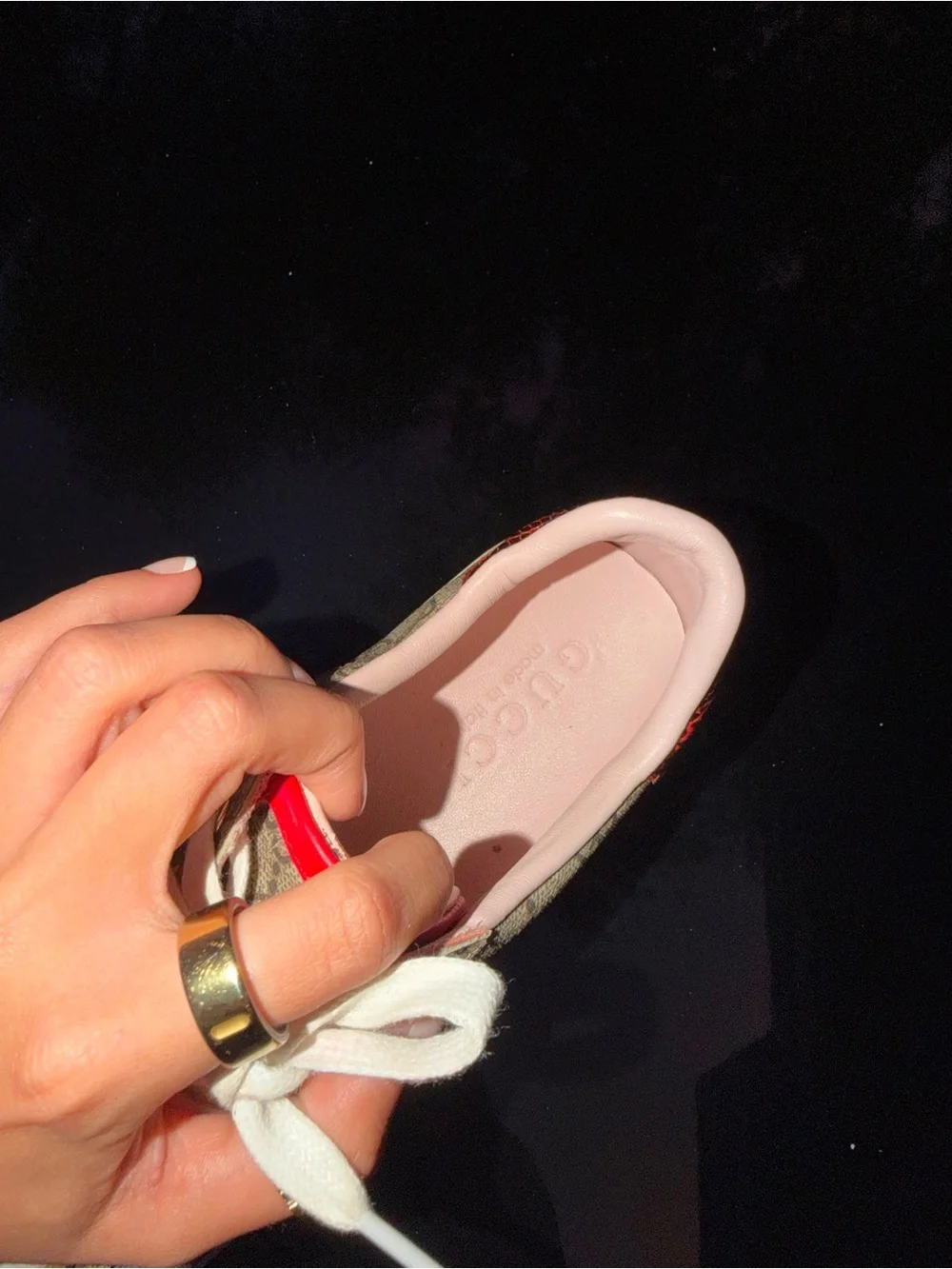 Gucci Beige GG Supreme Sneakers with Red & Blue Web Stripe